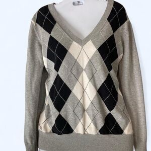 Black and grey argyle sweater Size L #argyle Basic Editions